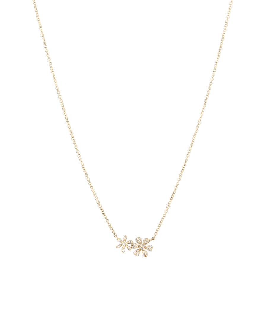 Goldhive-Two Daisy Pavé Necklace-Necklaces-14k Yellow Gold, Diamond-Blue Ruby Jewellery-Vancouver Canada
