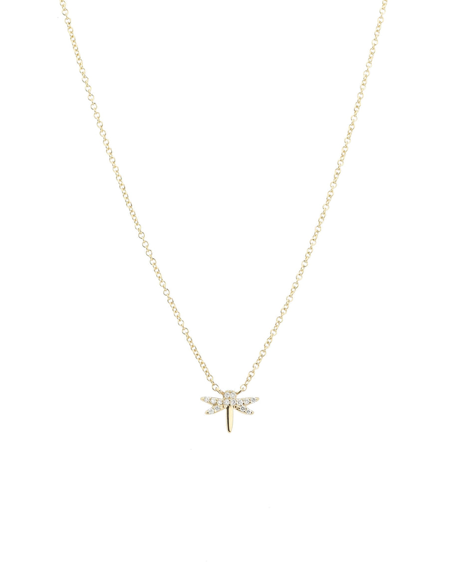 Goldhive-Dragonfly Pavé Necklace-Necklaces-14k Yellow Gold, Diamond-Blue Ruby Jewellery-Vancouver Canada