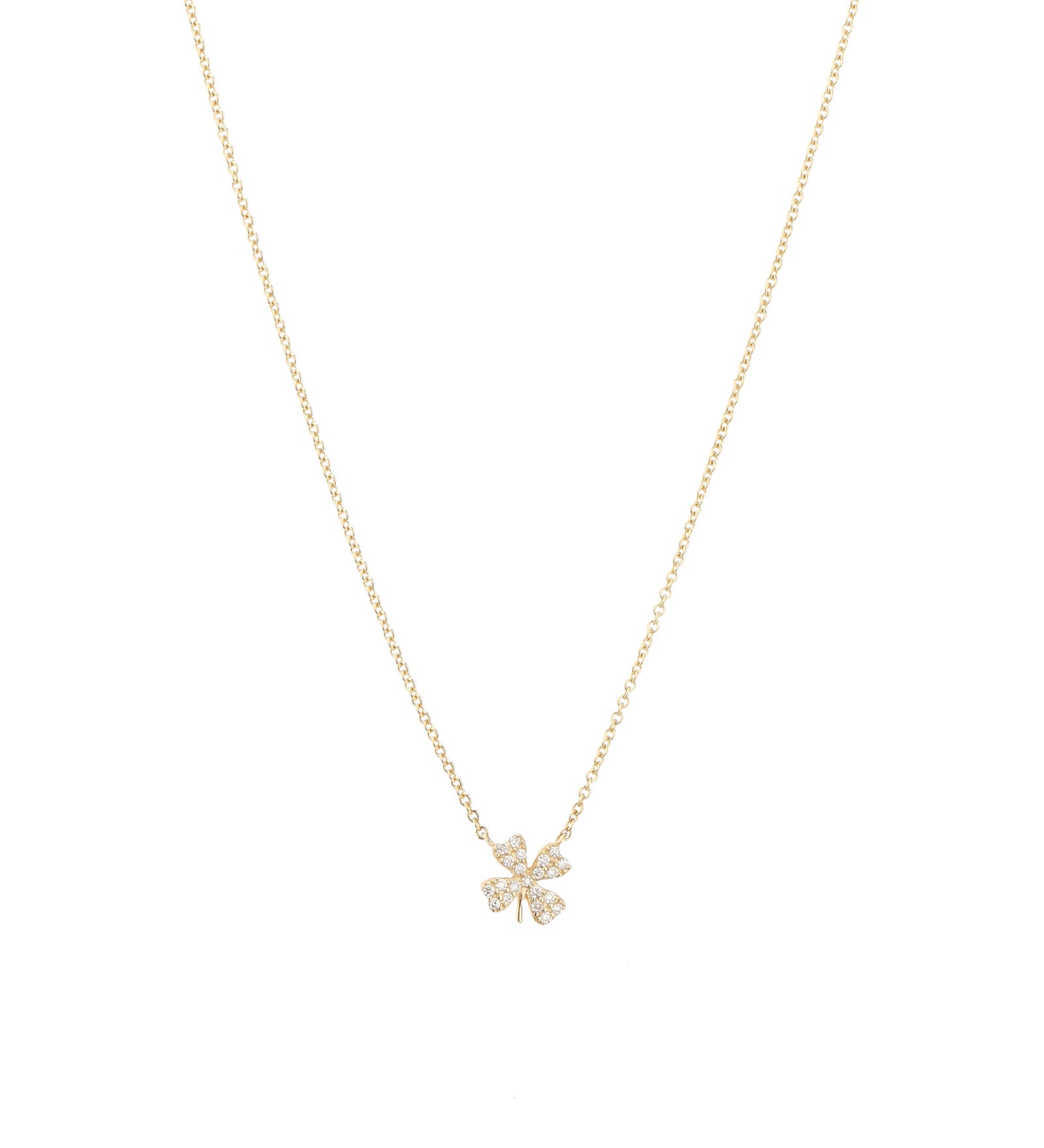 Goldhive-Clover Pavé Necklace-Necklaces-14k Yellow Gold, Diamond-Blue Ruby Jewellery-Vancouver Canada