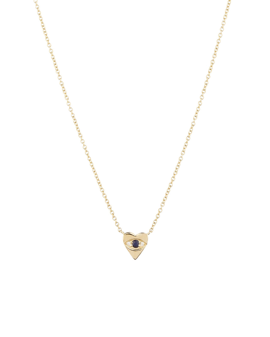 Goldhive Heart Evil Eye Necklace 14k Yellow Gold Diamond Blue Ruby Jewellery Canada