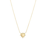 Goldhive-Spiked Diamond Heart Necklace-14k Yellow Gold, Diamond-Blue Ruby Jewellery-Vancouver Canada