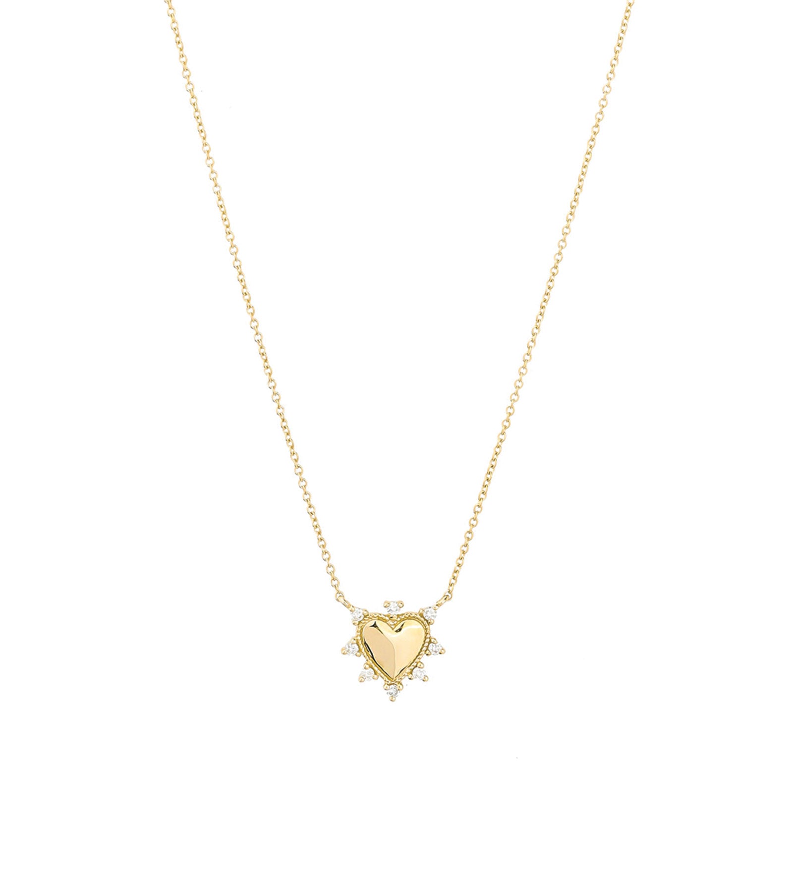 Goldhive-Spiked Diamond Heart Necklace-14k Yellow Gold, Diamond-Blue Ruby Jewellery-Vancouver Canada
