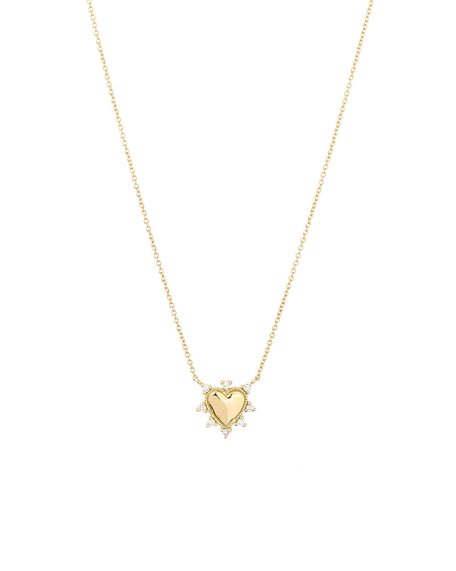 Goldhive-Spiked Diamond Heart Necklace-14k Yellow Gold, Diamond-Blue Ruby Jewellery-Vancouver Canada