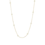 Station Pearl Necklace 10k Yellow Gold, White Pearl