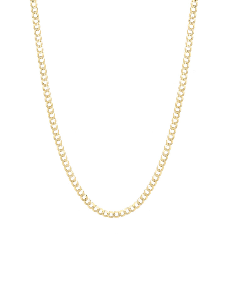 Curb Chain Necklace 10k Yellow Gold, White Pearl / 14"-16"