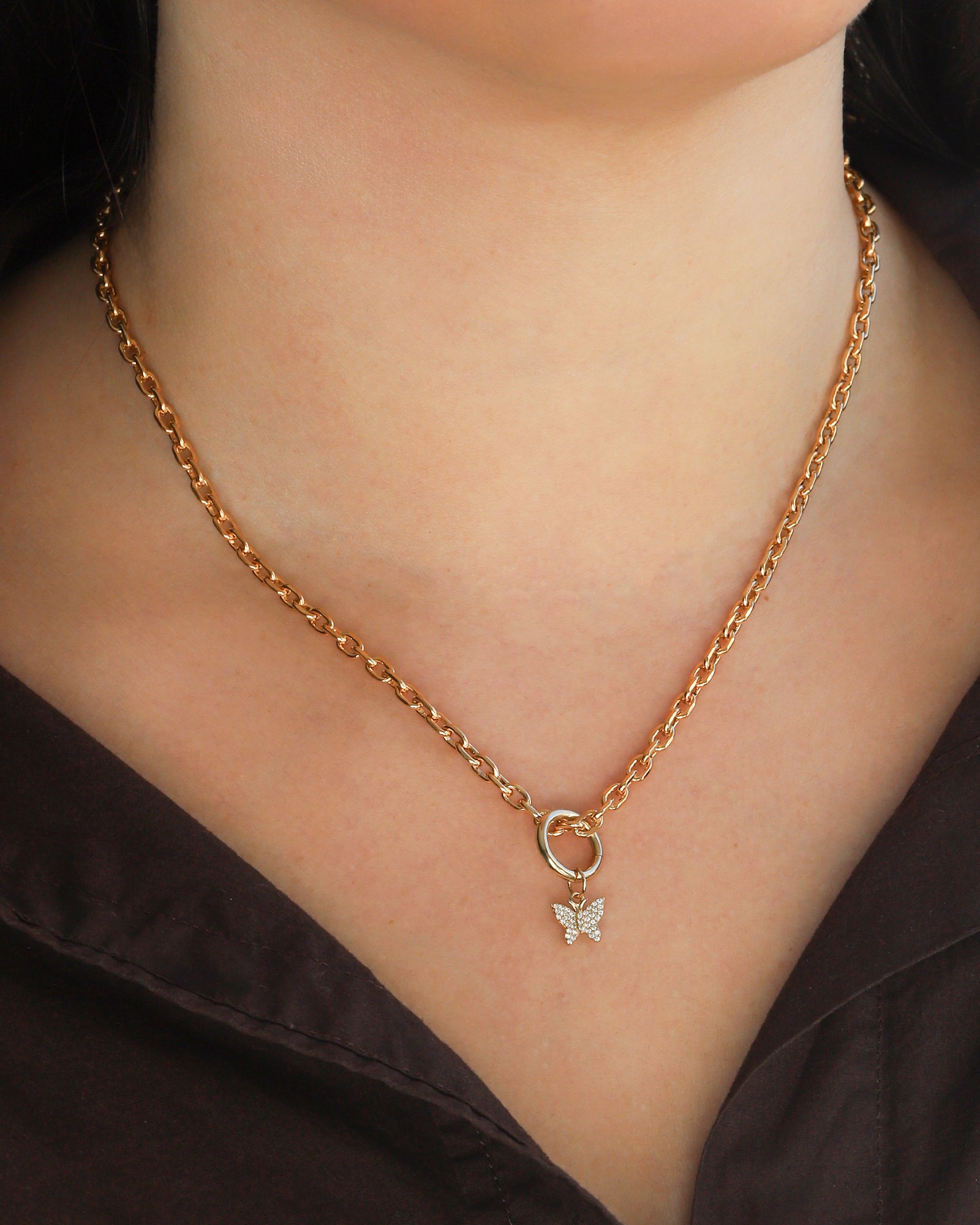 Goldhive-Butterfly Diamond Pavé Charm-Necklaces-Blue Ruby Jewellery-Vancouver Canada