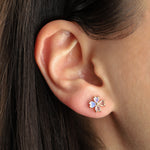 Goldhive-4 Petal Moonstone Studs-Earrings-Blue Ruby Jewellery-Vancouver Canada