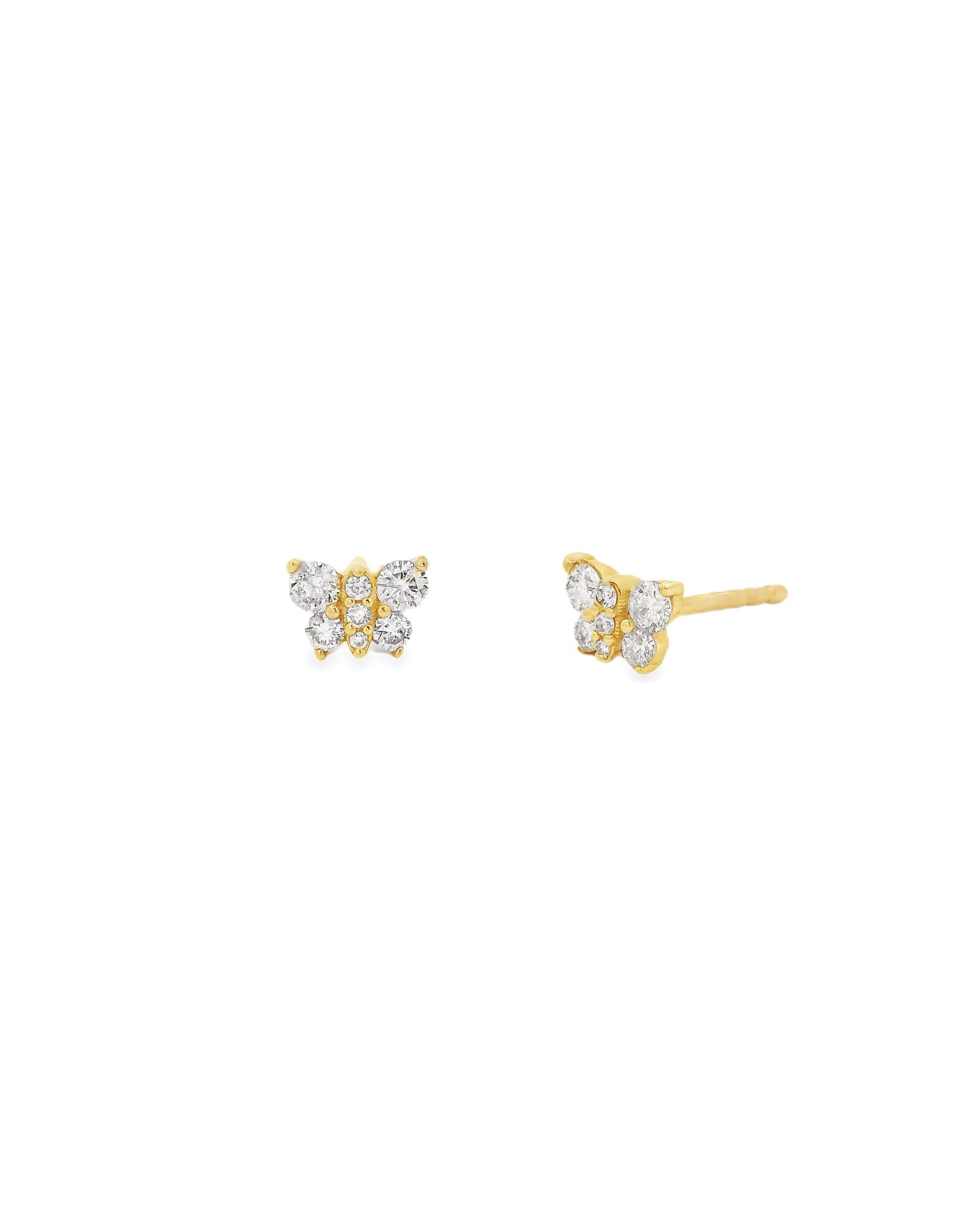 Pavé Butterfly Studs 14k Yellow Gold, Diamond