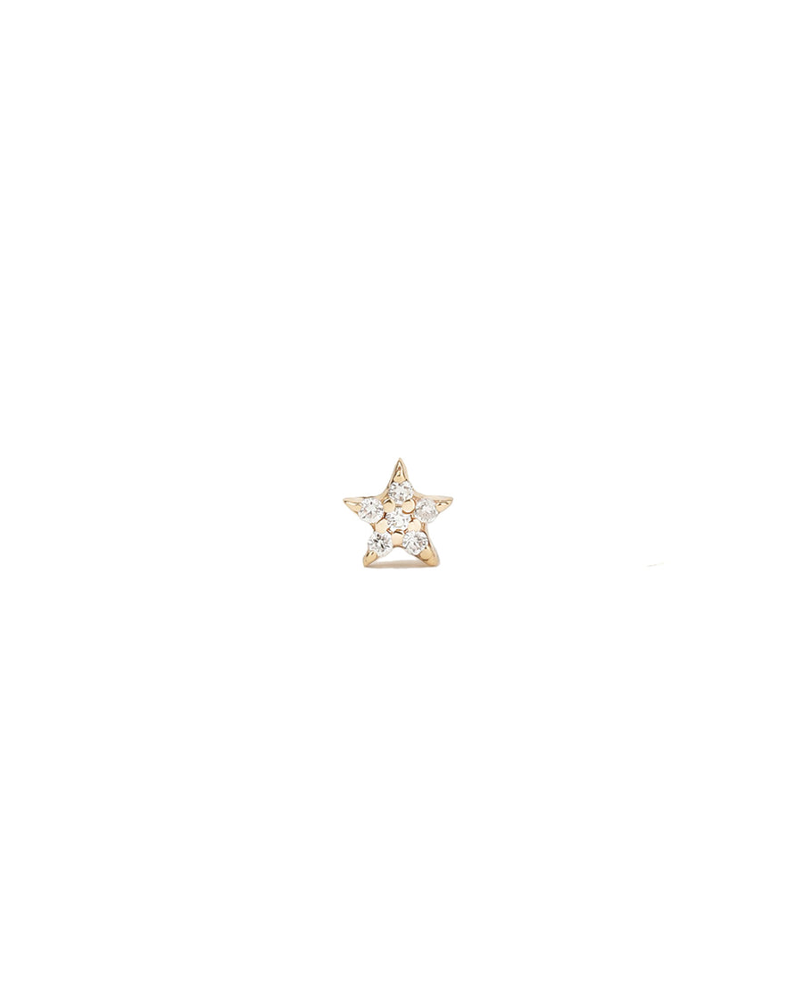 Star Pavé Cartilage Stud 14k Yellow Gold, Diamond