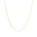 Box Chain Necklace 14k Yellow Gold, White Pearl / 16"