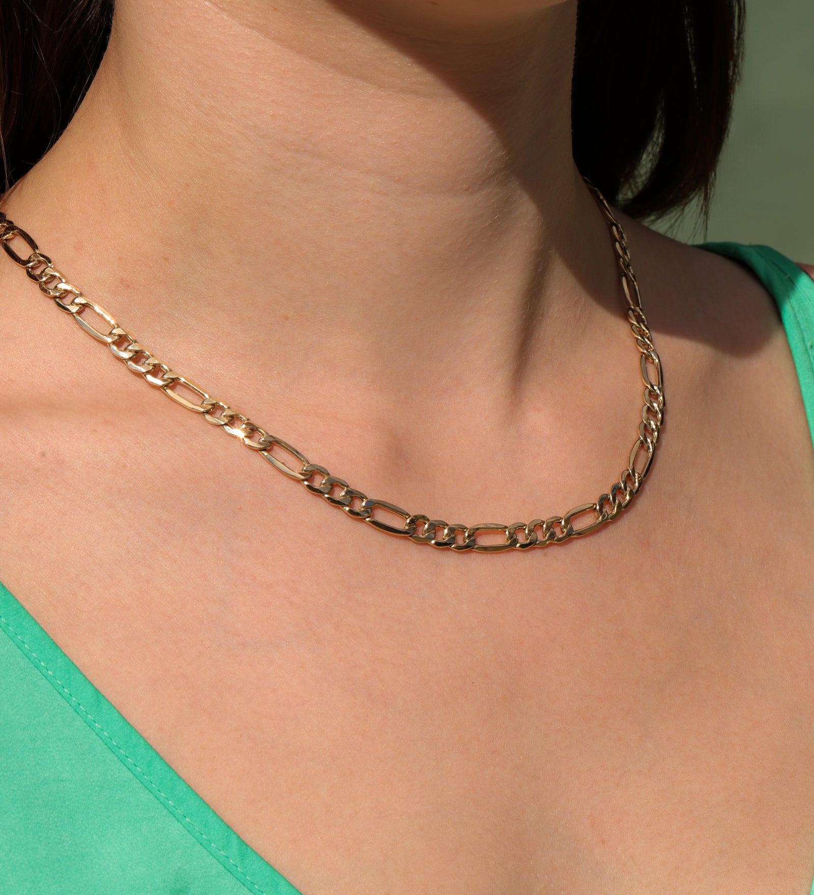 XL Figaro Chain Necklace 14k Yellow Gold