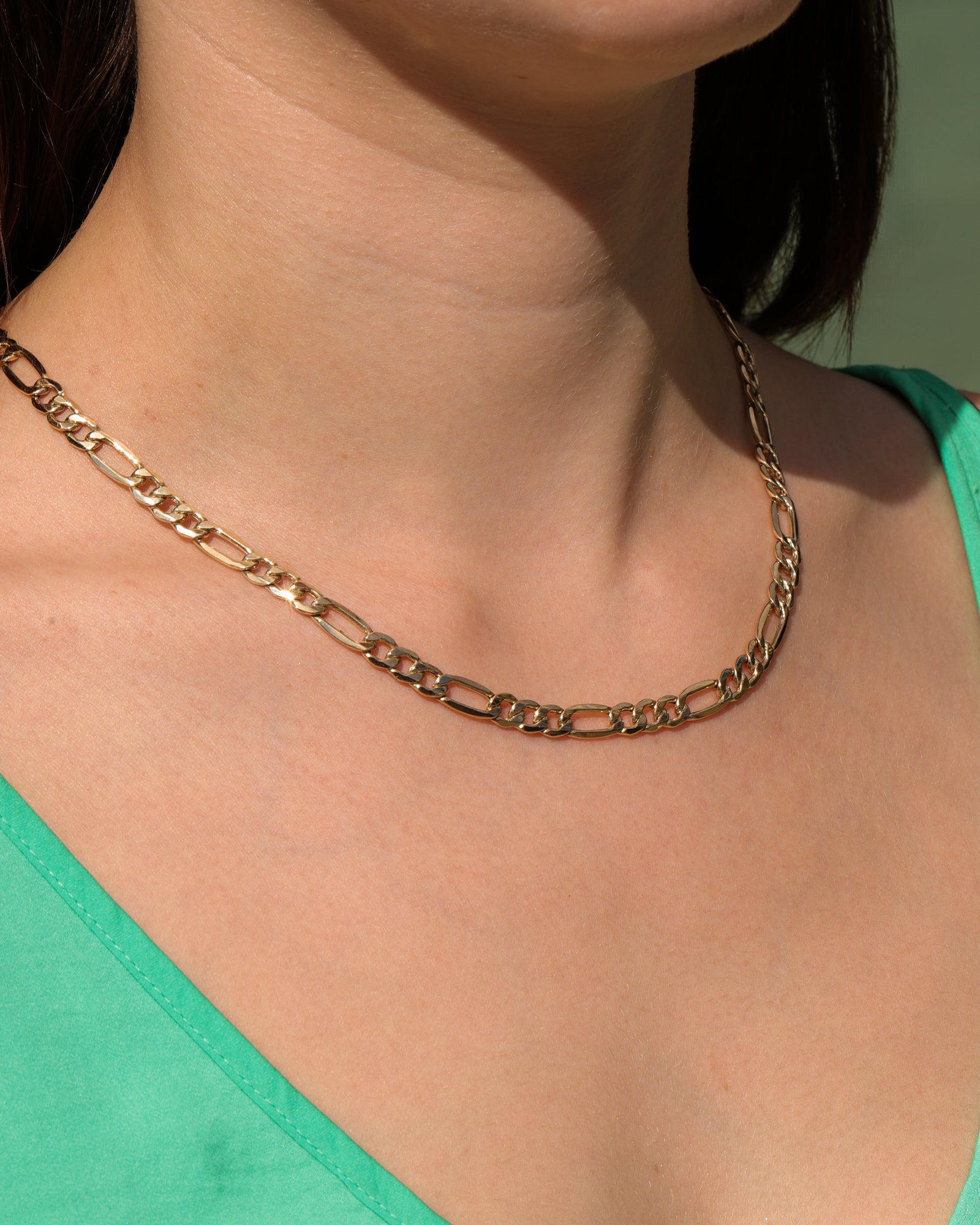 XL Figaro Chain Necklace 14k Yellow Gold