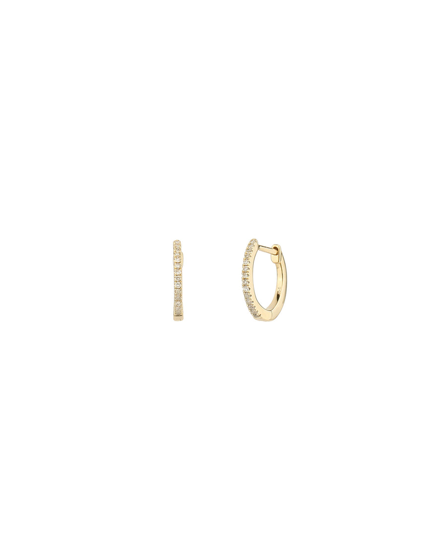 Pave Huggies | 10mm 10k Yellow Gold, White Pearl