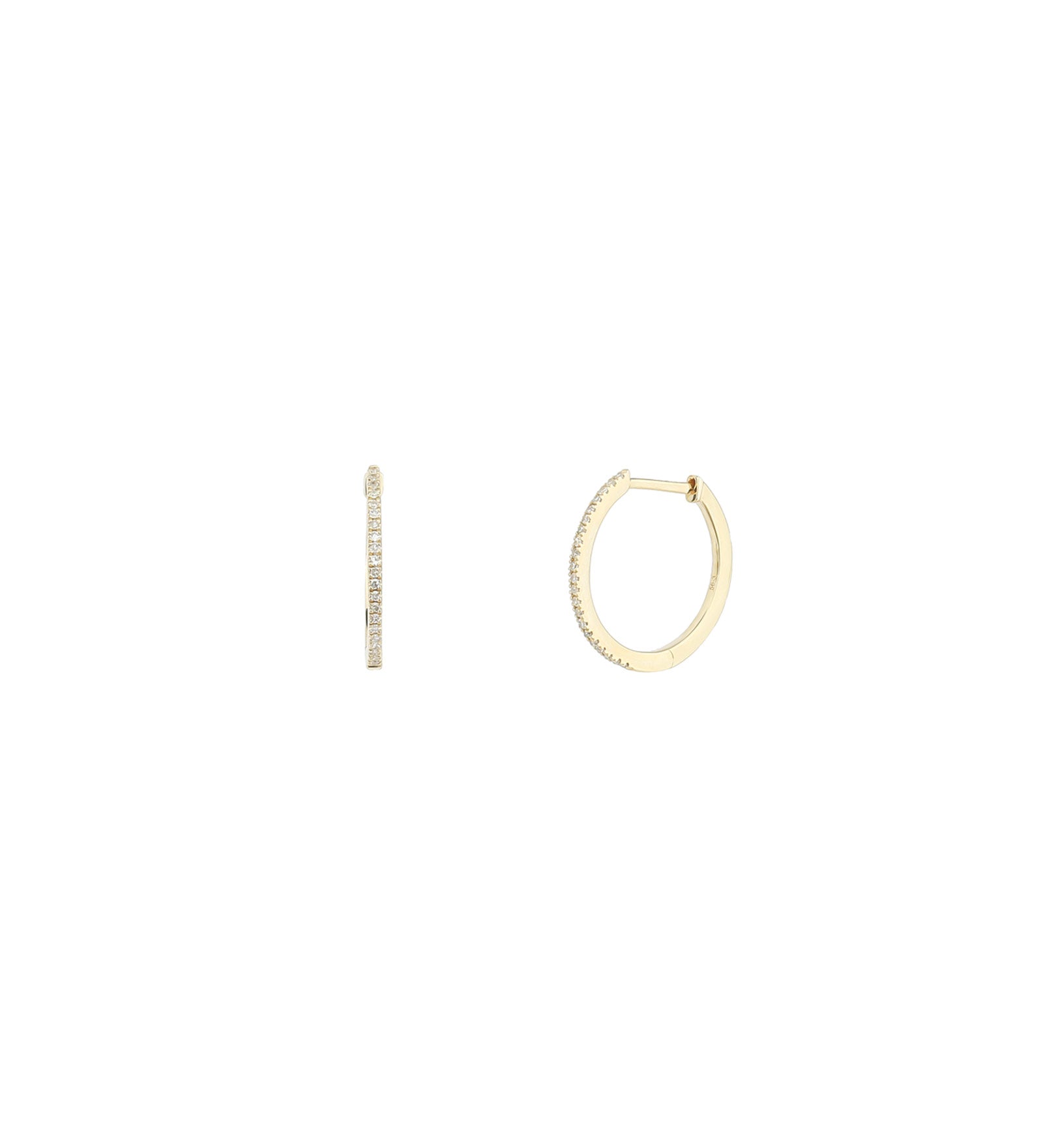 Pave Huggies | 14mm 10k Yellow Gold, White Pearl