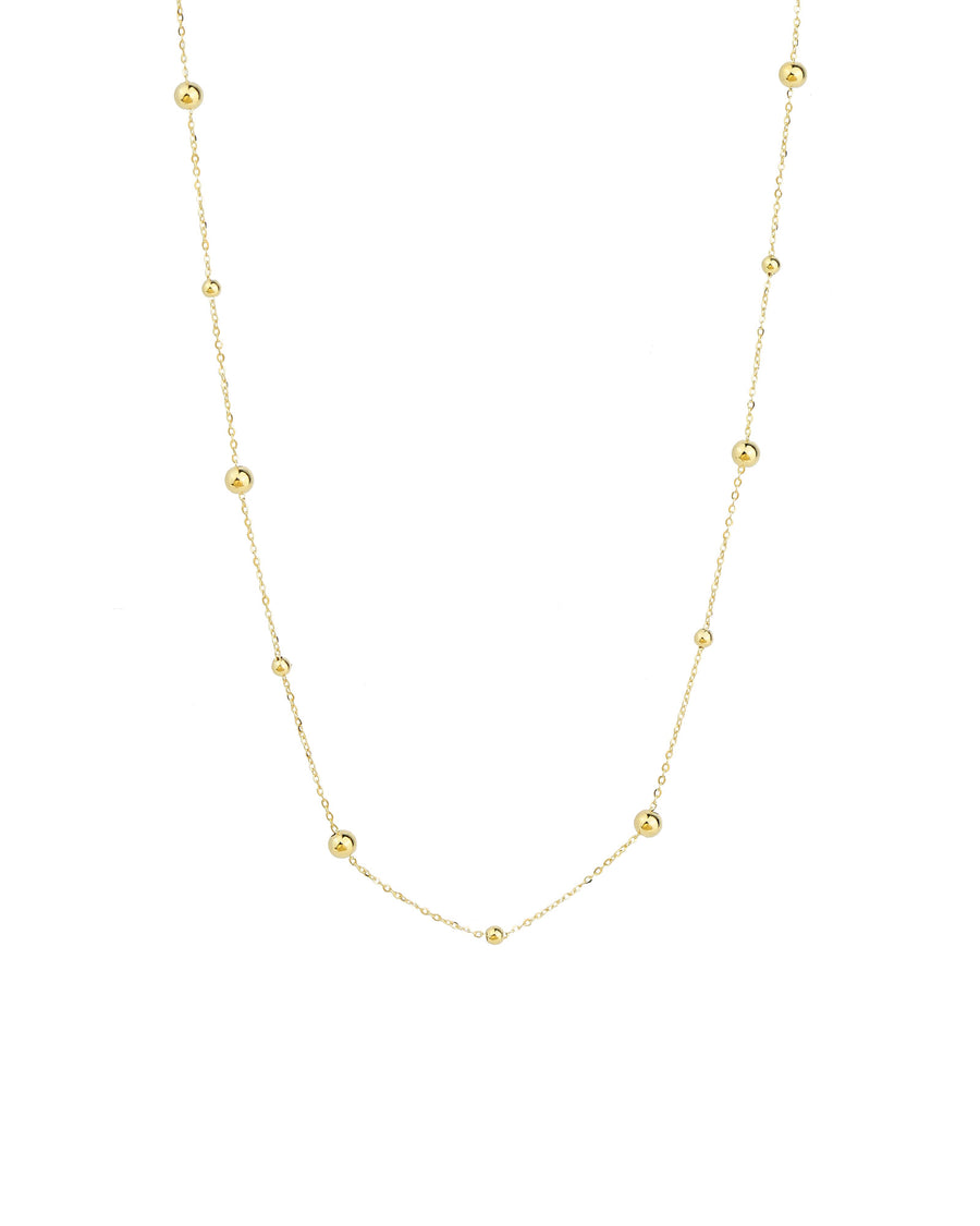 Mixed Bead Satellite Necklace 14k Yellow Gold, White Pearl