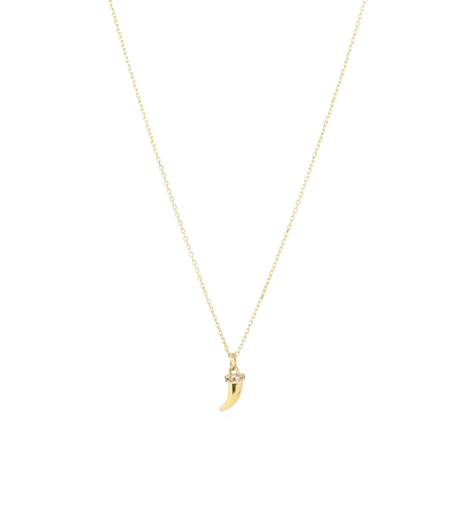 Diamond Horn Cable Necklace 14k Yellow Gold, 10k Yellow Gold