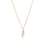Pavé Snake Dap Chain Necklace 14k Yellow Gold, Diamond