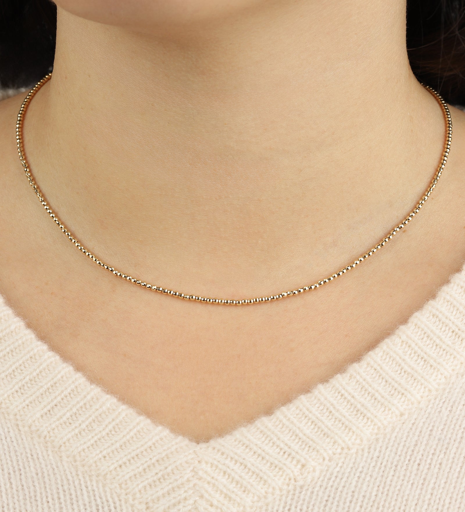 Goldhive-Diamond Cut Ball Chain Necklace-Necklaces-Blue Ruby Jewellery-Vancouver Canada