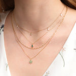 Goldhive-6 Petal Emerald Flower Anchor Chain Necklace-Necklaces-Blue Ruby Jewellery-Vancouver Canada
