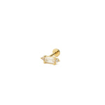 Baguette CZ Cartilage Stud 14k Yellow Gold, Cubic Zirconia