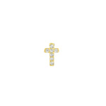 Cross CZ Cartilage Stud 14k Yellow Gold, Cubic Zirconia