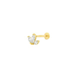 Marquise Cartilage Stud 14k Yellow Gold, Cubic Zirconia