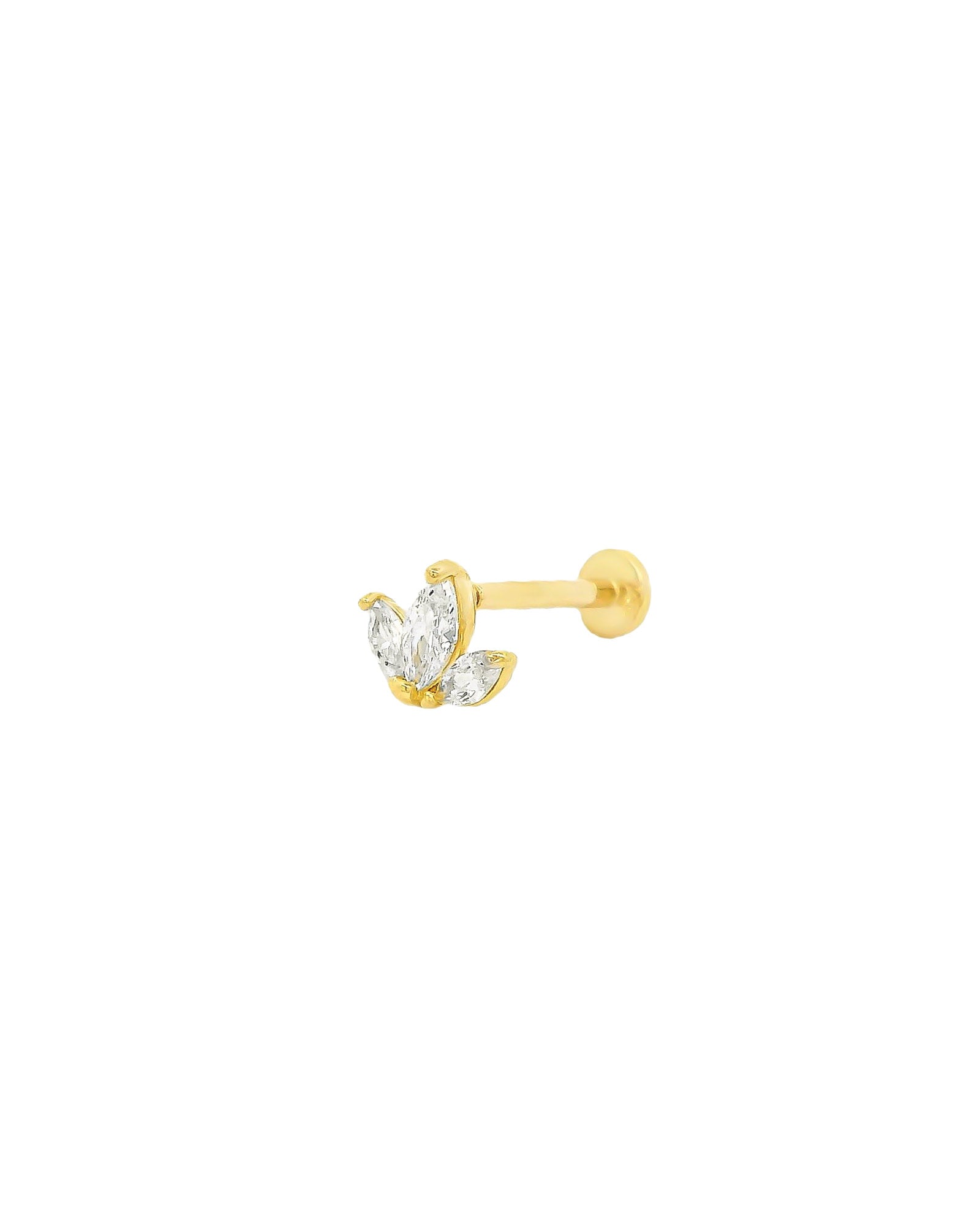 Marquise Cartilage Stud 14k Yellow Gold, Cubic Zirconia