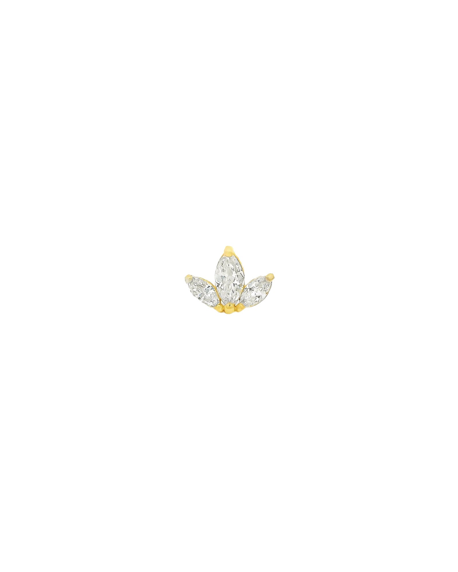 Marquise Cartilage Stud 14k Yellow Gold, Cubic Zirconia