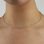 Faceted Beaded Necklace Sterling Silver