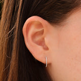 Oval Pavé Huggies | 12mm 14k White Gold, Diamond