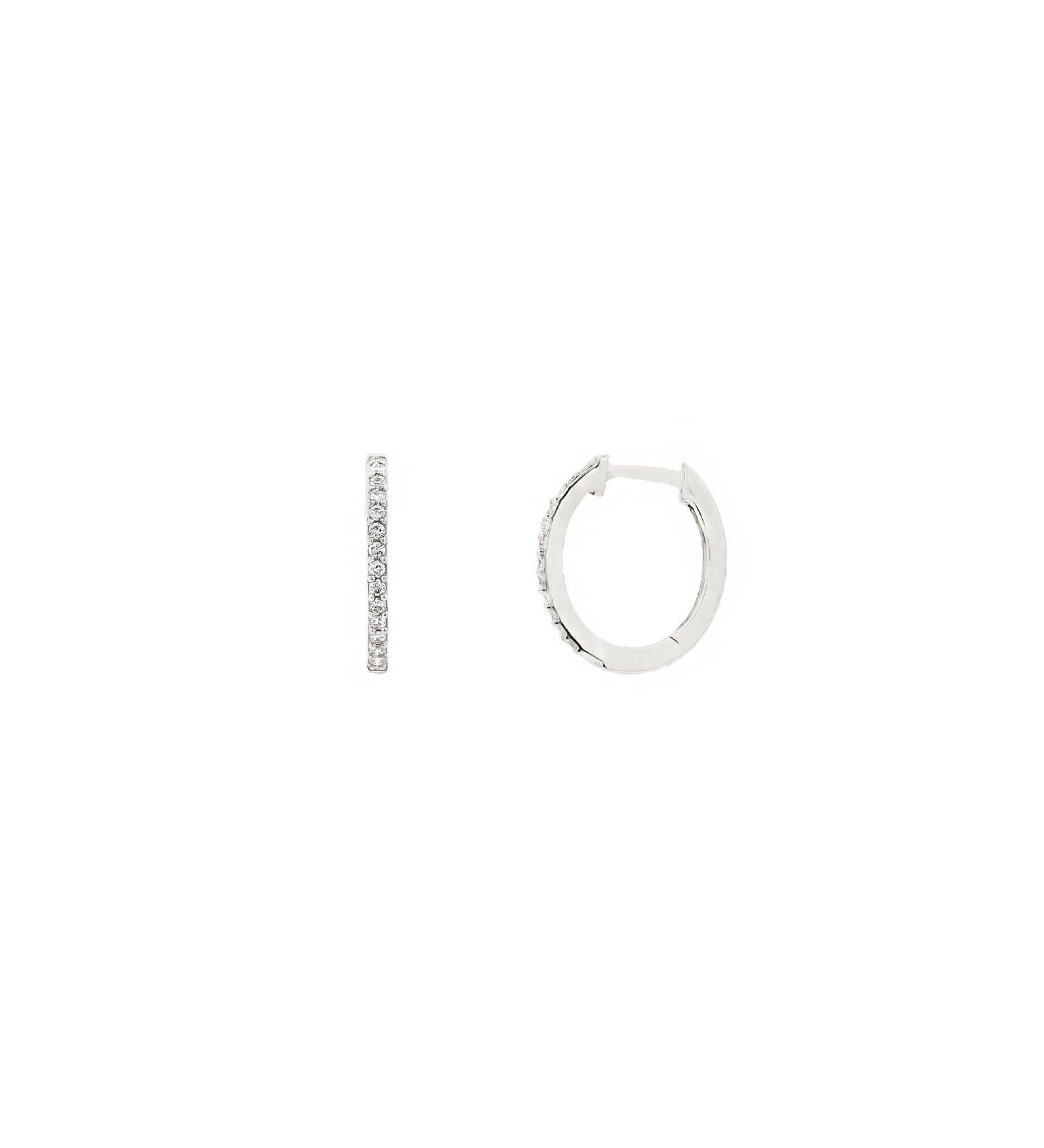 Oval Pavé Huggies | 12mm 14k White Gold, Diamond