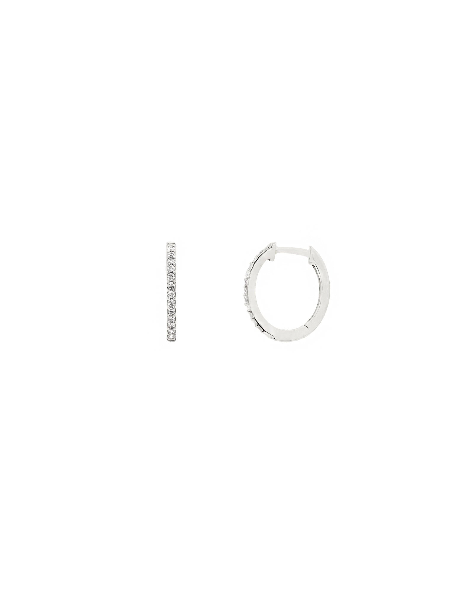 Oval Pavé Huggies | 12mm 14k White Gold, Diamond