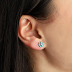 Goldhive-Stone Flower Studs-Earrings-Blue Ruby Jewellery-Vancouver Canada