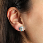 Goldhive-Heart Enamel Stone Studs-Earrings-Blue Ruby Jewellery-Vancouver Canada