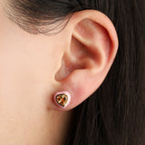 Goldhive-Heart Enamel Stone Studs-Earrings-Blue Ruby Jewellery-Vancouver Canada