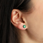 Goldhive-Enamel Round Stone Studs-Earrings-Blue Ruby Jewellery-Vancouver Canada