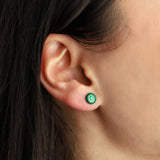 Goldhive-Enamel Round Stone Studs-Earrings-Blue Ruby Jewellery-Vancouver Canada