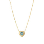 Heart Stone Necklace 14k Yellow Gold, London Blue Topaz
