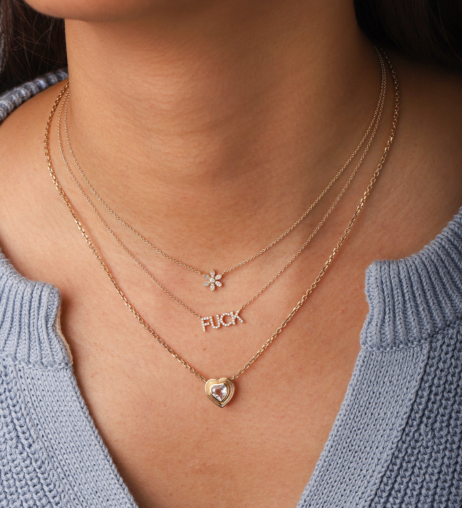 Goldhive-Heart Stone Necklace-Necklaces-Blue Ruby Jewellery-Vancouver Canada