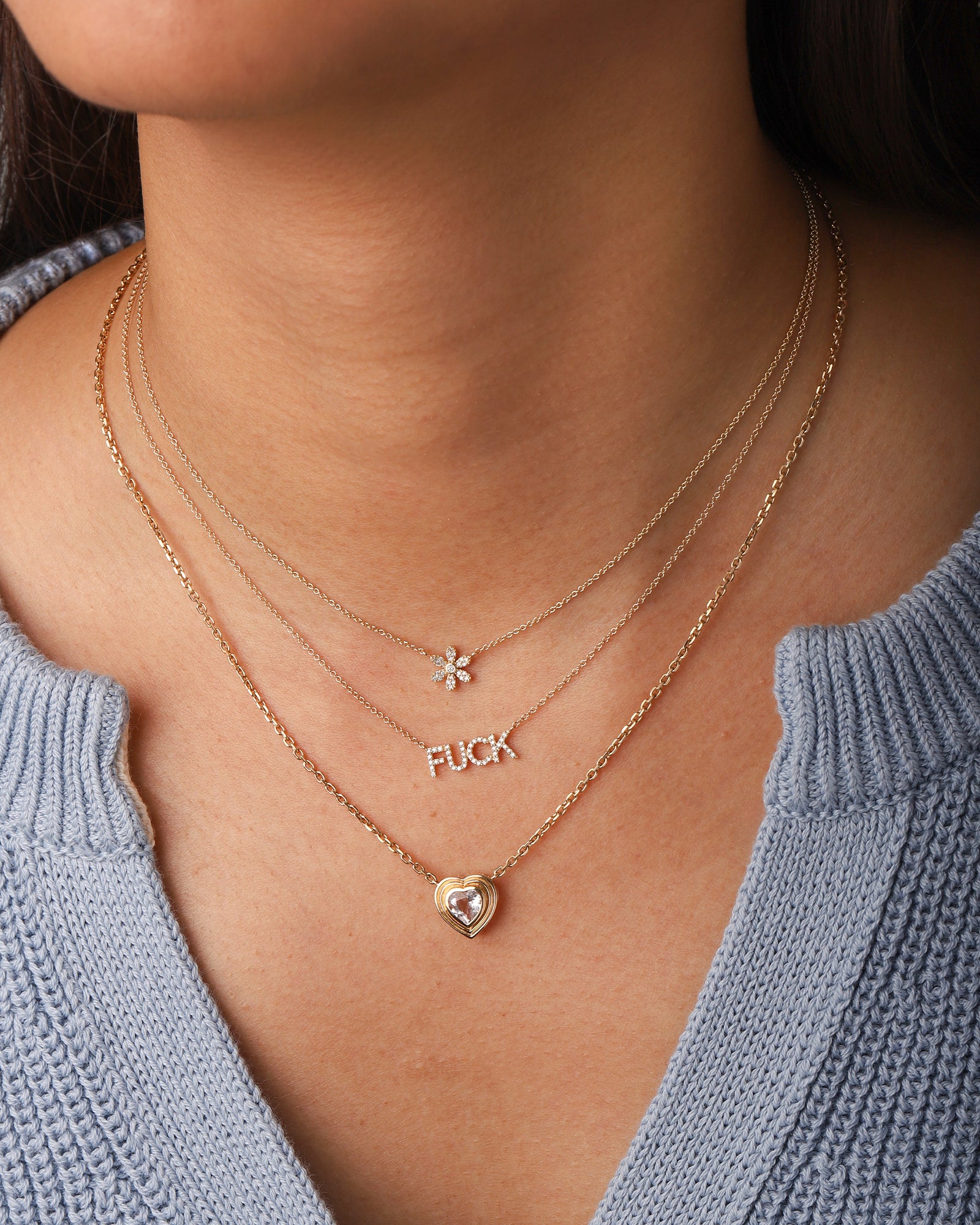 Goldhive-Heart Stone Necklace-Necklaces-Blue Ruby Jewellery-Vancouver Canada