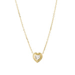Heart Stone Necklace 14k Yellow Gold, White Topaz