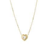 Heart Stone Necklace 14k Yellow Gold, White Topaz