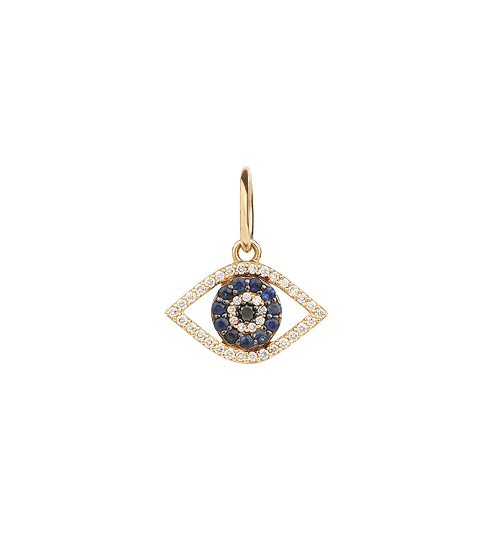 Goldhive-Open Evil Eye Charm-Necklaces-14k Yellow Gold, Diamond, Black Diamond, Sapphire-Blue Ruby Jewellery-Vancouver Canada