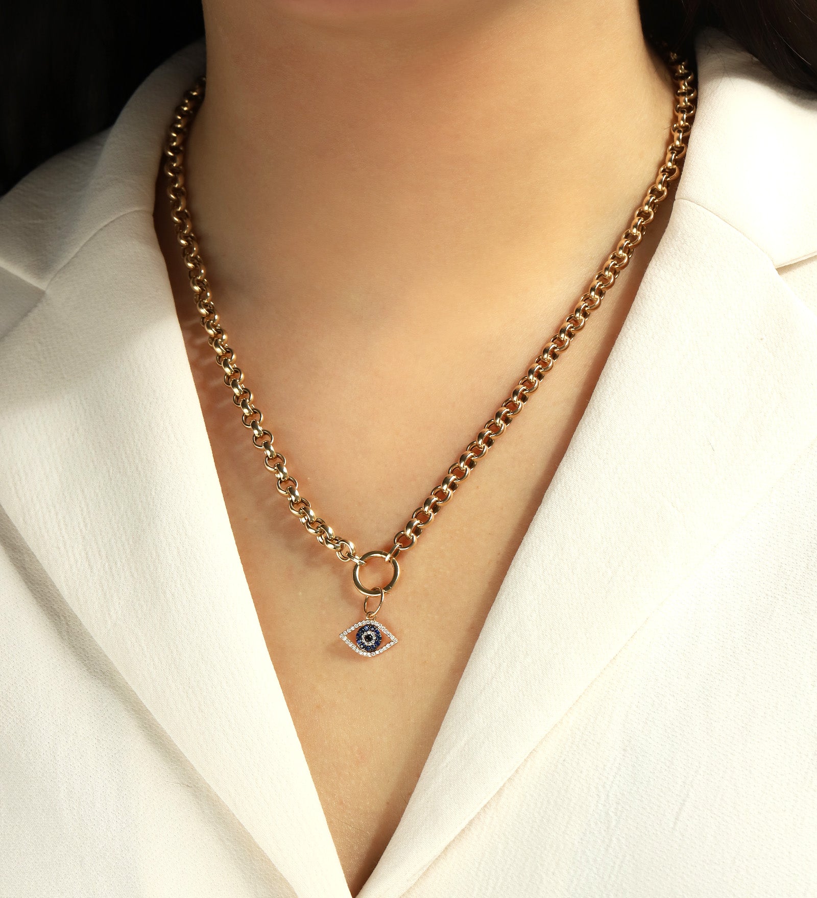 Goldhive-Open Evil Eye Charm-Necklaces-Blue Ruby Jewellery-Vancouver Canada