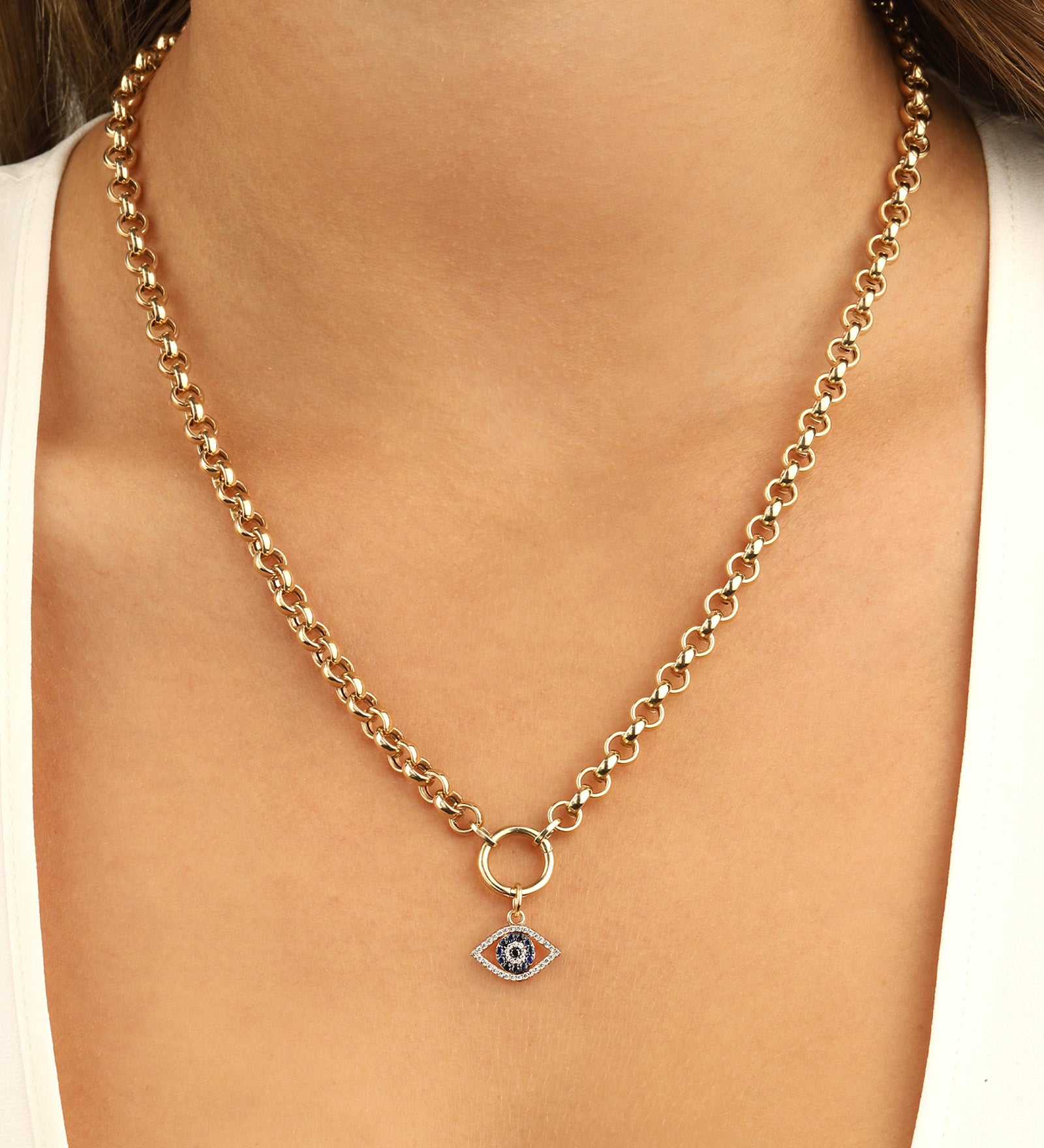 Goldhive-Open Evil Eye Charm-Necklaces-Blue Ruby Jewellery-Vancouver Canada