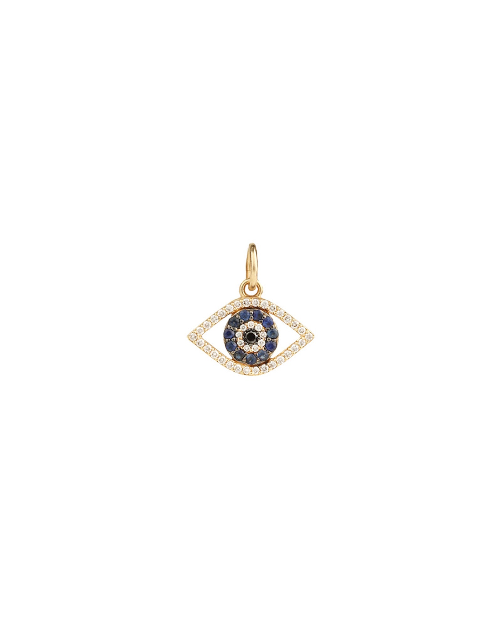 Goldhive-Open Evil Eye Charm-Necklaces-14k Yellow Gold, Diamond, Black Diamond, Sapphire-Blue Ruby Jewellery-Vancouver Canada