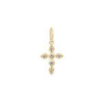 Goldhive-Cross Bezeled Diamond Charm-Necklaces-14k Yellow Gold, Diamond-Blue Ruby Jewellery-Vancouver Canada