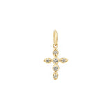 Goldhive-Cross Bezeled Diamond Charm-Necklaces-14k Yellow Gold, Diamond-Blue Ruby Jewellery-Vancouver Canada