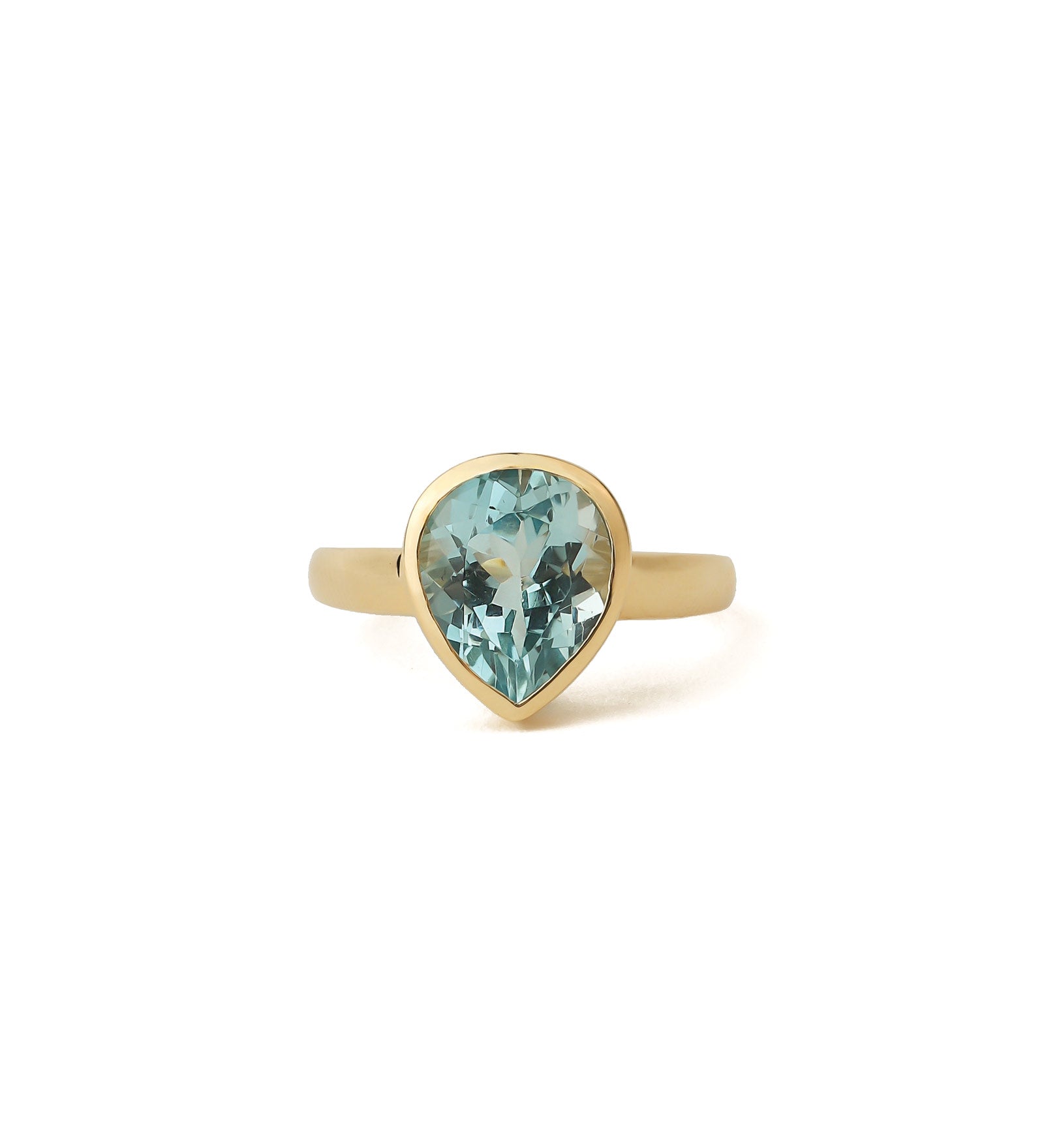 Teardrop Stone Ring 14k Yellow Gold, Blue Topaz / 7