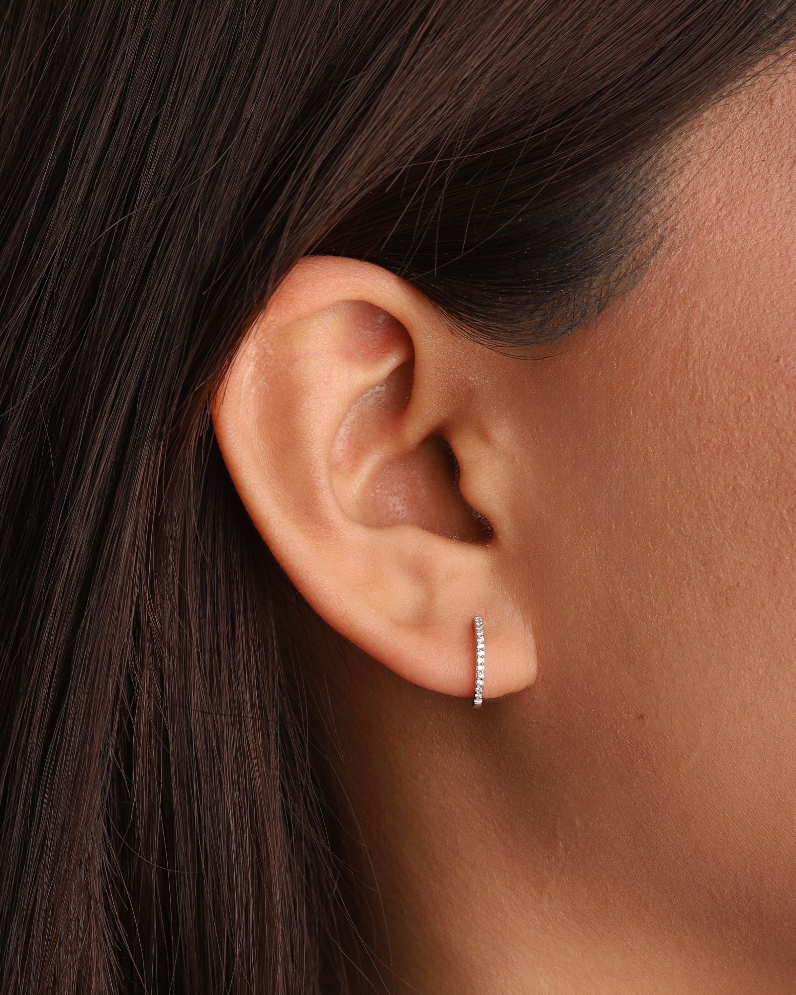 Goldhive-Oval Pavé Huggies | 11mm-Earrings-Blue Ruby Jewellery-Vancouver Canada